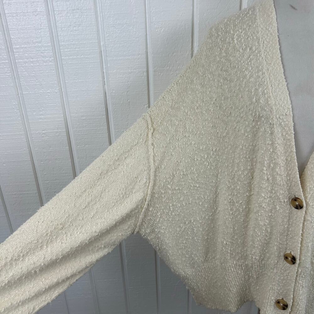 Free People Women Found My Friend Cardi Sweater Cardigan Cropped Cream Medium - Picture 3 of 11